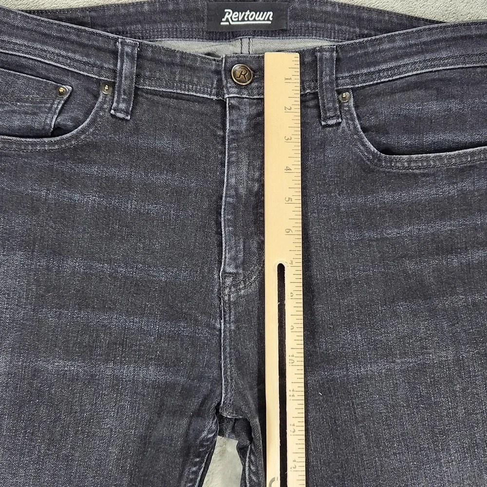 Revtown Jeans‎ Mens 35x32 Gray Sharp Slim Straight Dark Wash Stretch Denim